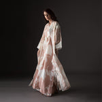 Load image into Gallery viewer, White and Peach Abstract Knockout Dress
