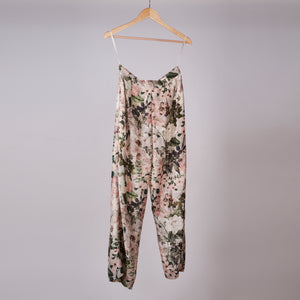 Corsage Printed Silk Pants