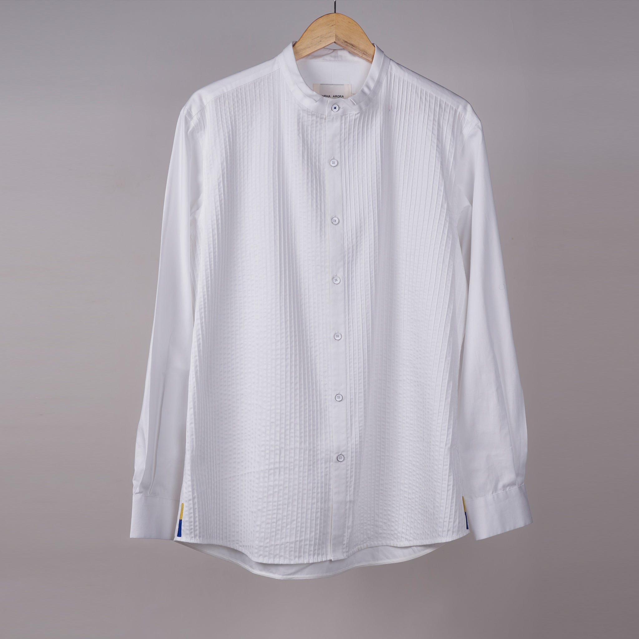 White Front Pintucks Shirt In Cotton