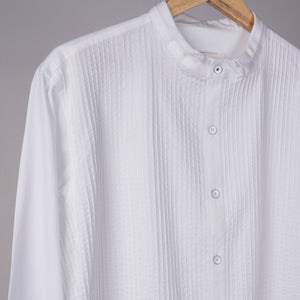 White Front Pintucks Shirt In Cotton