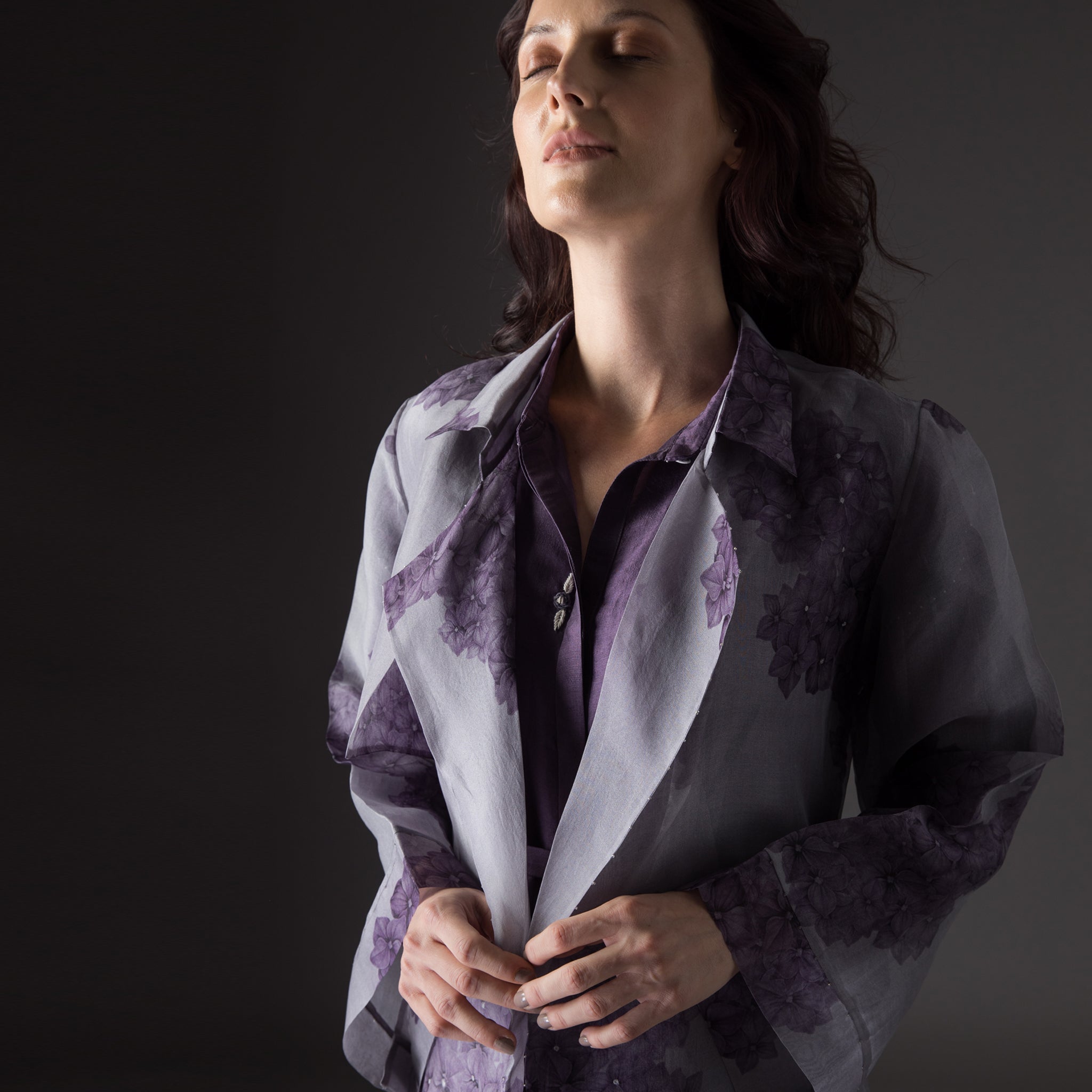 Mauve Clutter Organza Trench
