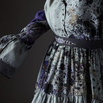 Load image into Gallery viewer, Grey and Purple printed Tiered dress
