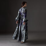 Load image into Gallery viewer, Grey and Purple printed Tiered dress
