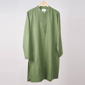 Green Solid kurta In Linen