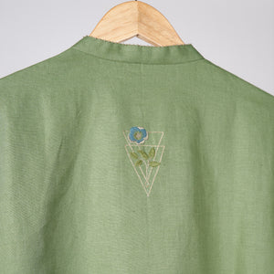 Green Solid kurta In Linen