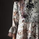 Load image into Gallery viewer, Beige Scatter Print A-line Yoke Dress
