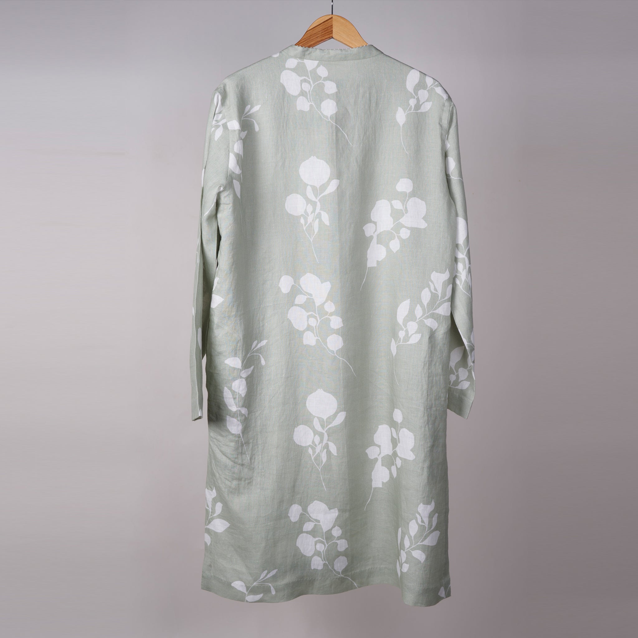 Frosted Mint Printed Kurta In Linen