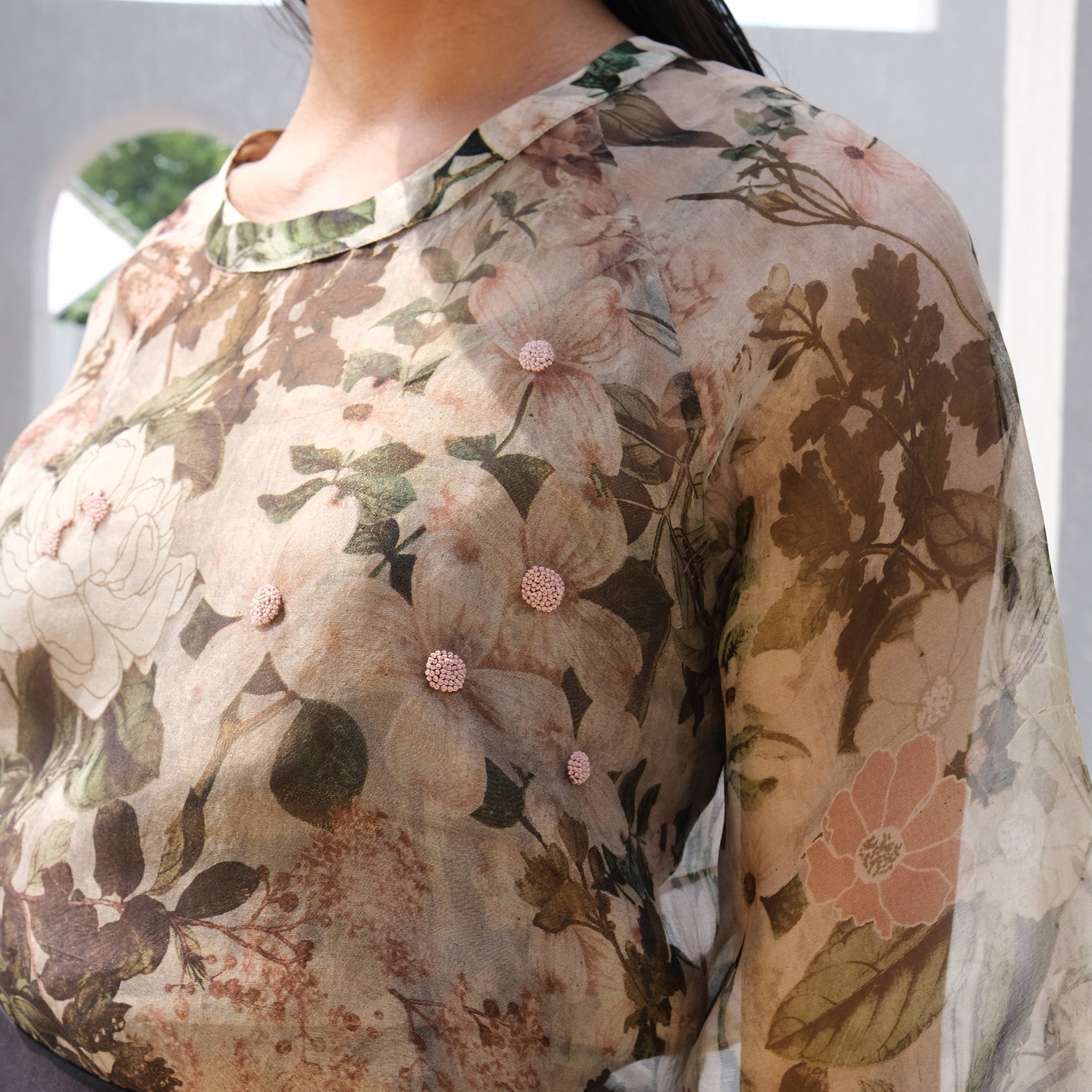 Caper Printed Organza Blouse