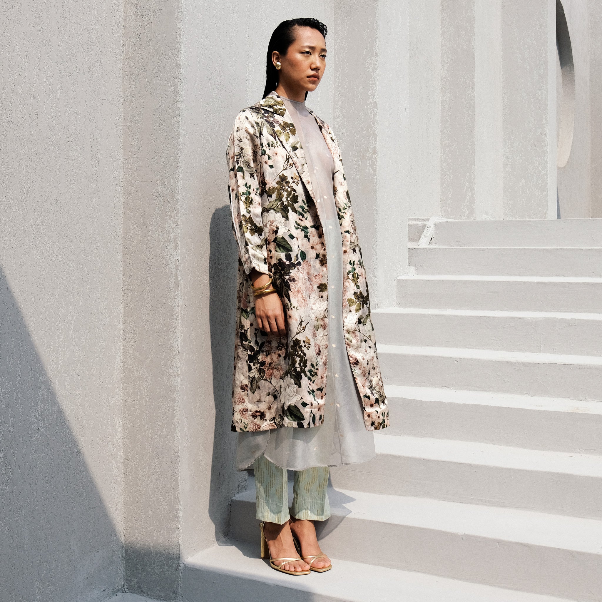 Wily Printed Satin Trench