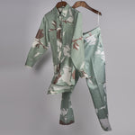 Load image into Gallery viewer, Mint and Beige printed shirt with printed pants Coordinated set
