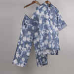Load image into Gallery viewer, Blue and White print on print Linen Co-ord Set
