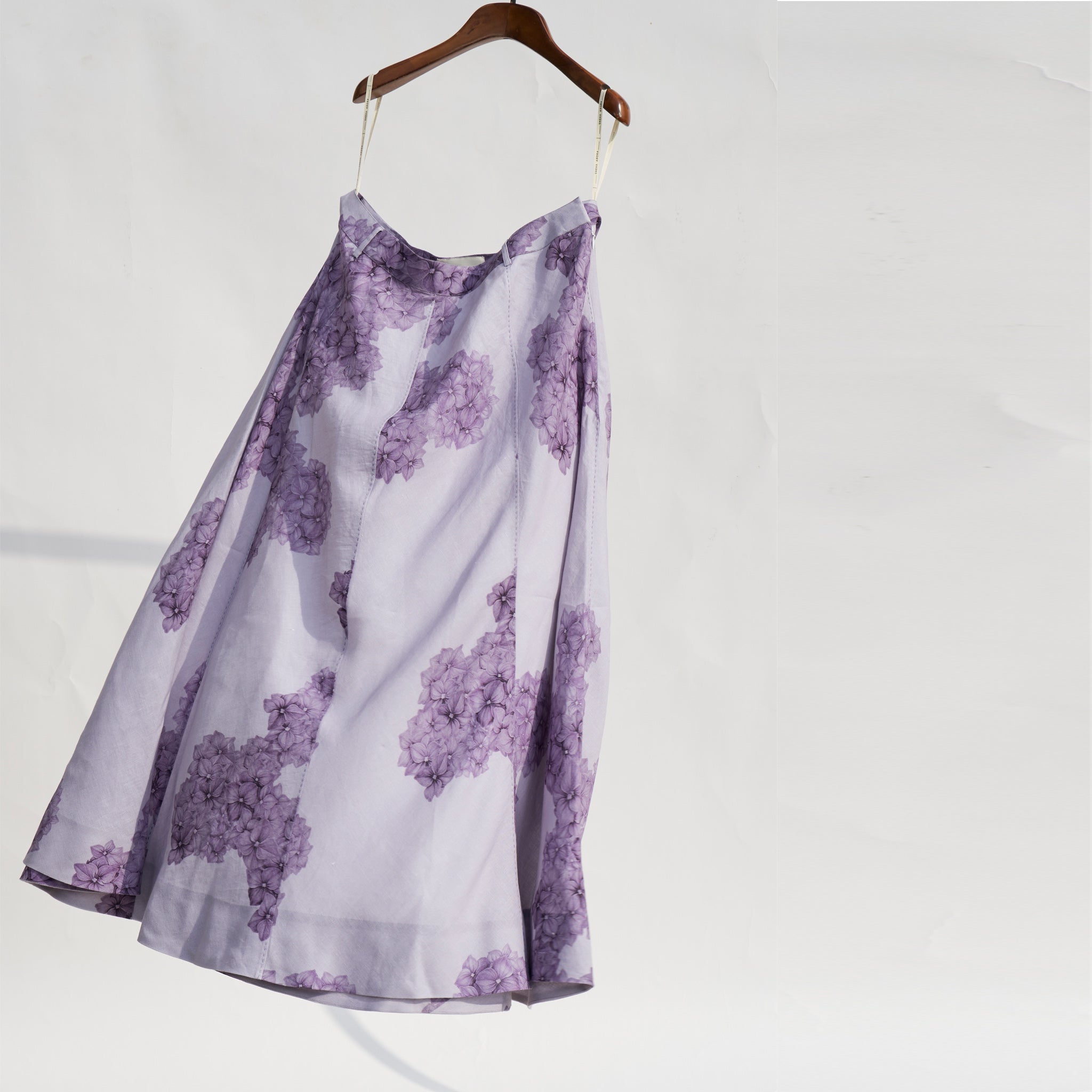 Mauve Printed Linen A- line Skirt